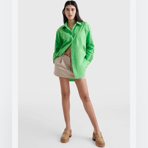 The Frankie Shop -Melody Oversized Organic Cotton-poplin Shirt in Green - Picture 4 of 11